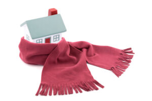 image of a home with a scarf as a home heating concept