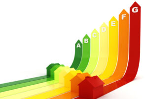 image of efficiency rating depicting energy efficient home