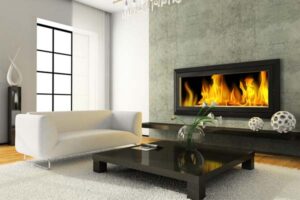 image of a gas fireplace after a propane fireplace installation