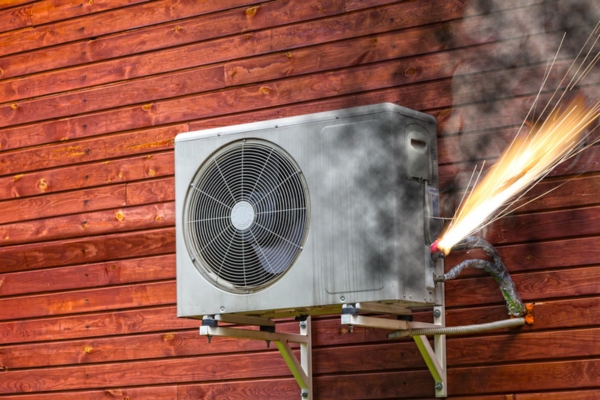 ductless air conditioner outdoor unit with electrical spark