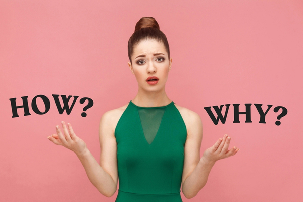 woman asking how & why depicting air conditioner leaking water